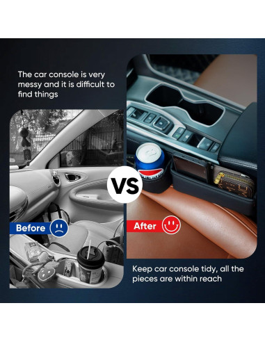 Organizador de Espacio entre Asientos de Coche Tilirex - Cuero Premium, 2 Piezas