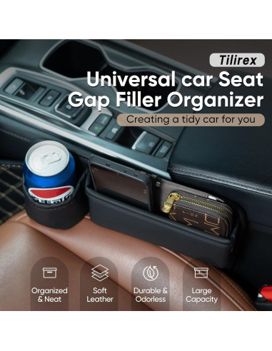 Organizador de Espacio entre Asientos de Coche Tilirex - Cuero Premium, 2 Piezas