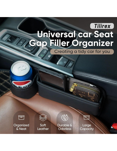 Organizador de Espacio entre Asientos de Coche Tilirex - Cuero Premium, 2 Piezas