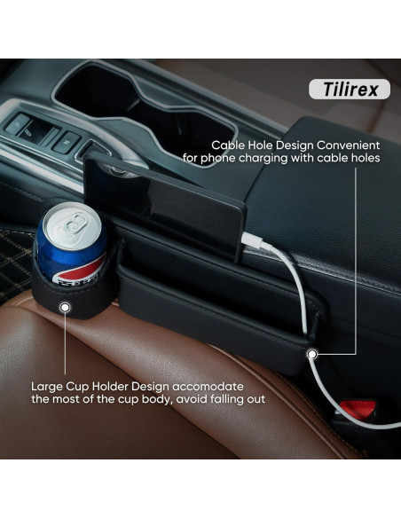 Organizador de Espacio entre Asientos de Coche Tilirex - Cuero Premium, 2 Piezas