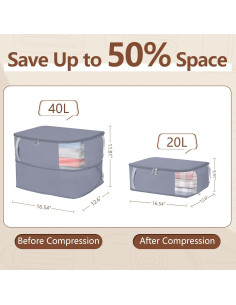 Bolsa de Almacenamiento XFHMYDM 40L Gris para Edredones y Ropa 2