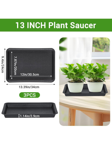 Bandeja de Drenaje para Macetas GREANER 33 cm Negra - 3 Piezas