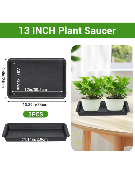 Bandeja de Drenaje para Macetas GREANER 33 cm Negra - 3 Piezas