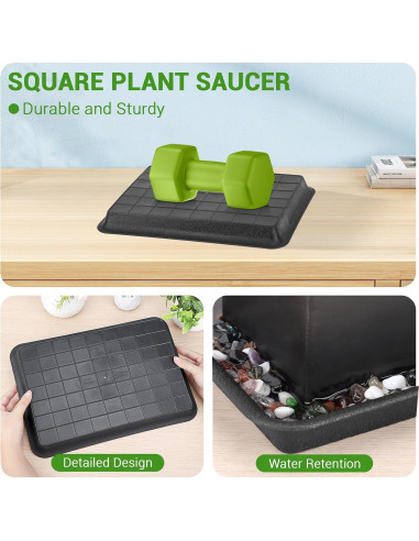 Bandeja de Drenaje para Macetas GREANER 33 cm Negra - 3 Piezas