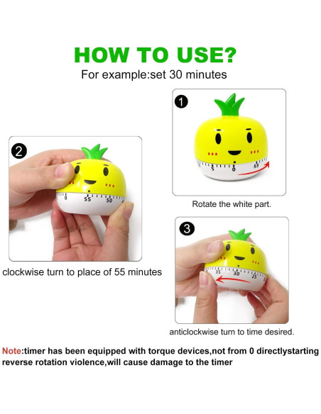 Temporizador Mecánico de Cocina Yueton 60 Minutos Amarillo
