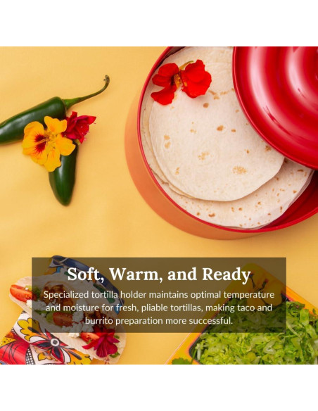 Conservador de Tortillas Prepara Rojo - Capacidad 16 Tortillas