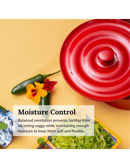 Conservador de Tortillas Prepara Rojo - Capacidad 16 Tortillas