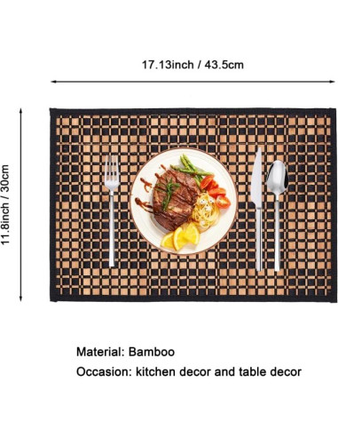 Juego de 4 Manteles de Bambú RUTECK 43.5x30 cm Lavables