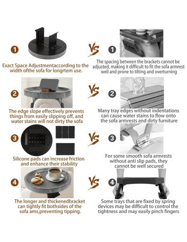 Bandeja de Sofá Ajustable Xiyilike de Madera Antideslizante