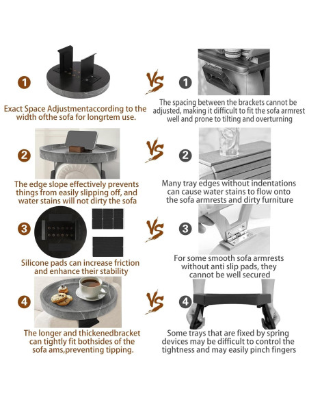 Bandeja de Sofá Ajustable Xiyilike de Madera Antideslizante