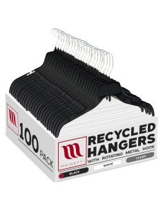 Perchas de Plástico Recicladas Mainetti 484 - 100 Unidades con Gancho Giratorio