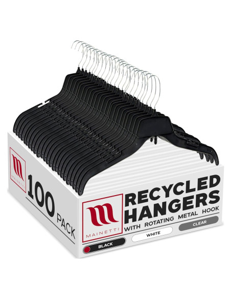 Perchas de Plástico Recicladas Mainetti 484 - 100 Unidades con Gancho Giratorio