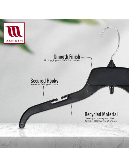 Perchas de Plástico Recicladas Mainetti 484 - 100 Unidades con Gancho Giratorio