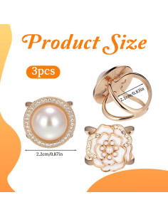 3 Clips de Bufanda Dorados QFGasre - Anillos de Estilo Floral 2