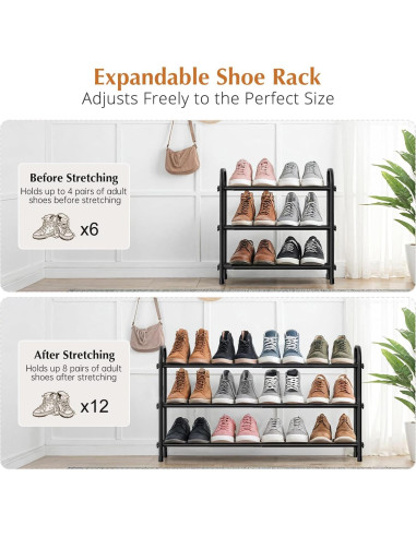 Estante para Zapatos INSMART Expandible 3 Niveles Metal Blanco