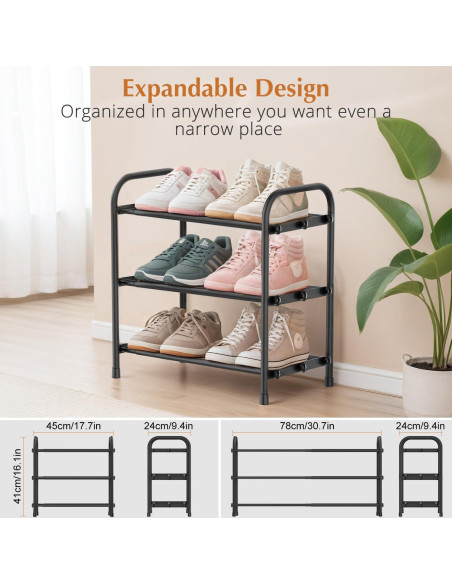 Estante para Zapatos INSMART Expandible 3 Niveles Metal Blanco