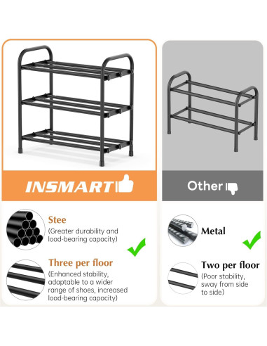 Estante para Zapatos INSMART Expandible 3 Niveles Metal Blanco