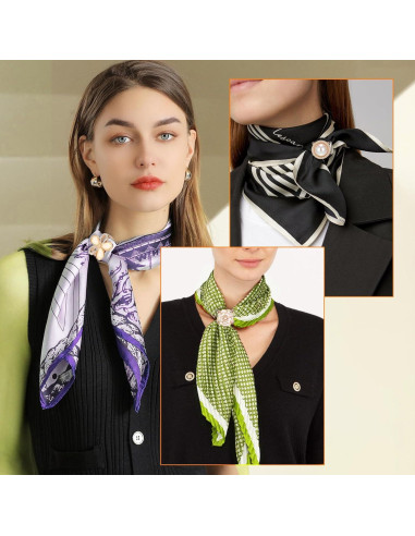 3 Clips de Bufanda Dorados QFGasre - Anillos de Estilo Floral