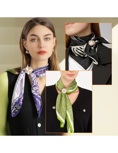 3 Clips de Bufanda Dorados QFGasre - Anillos de Estilo Floral