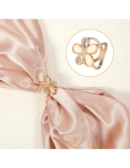 3 Clips de Bufanda Dorados QFGasre - Anillos de Estilo Floral