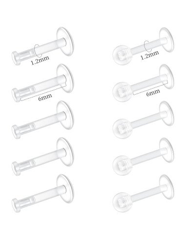 Pendientes Transparentes Mayhoop 10 Piezas 6mm 8mm 10mm 12mm