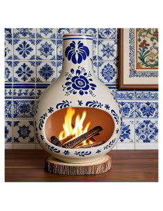 Soporte de Incienso Cerámica JIYANMEI Chimenea 19 cm Azul