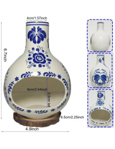 Soporte de Incienso Cerámica JIYANMEI Chimenea 19 cm Azul 2