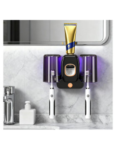 Soporte de Cepillo de Dientes ALLGLAM Negro con Dispensador Automático