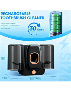 Soporte de Cepillo de Dientes ALLGLAM Negro con Dispensador Automático 2