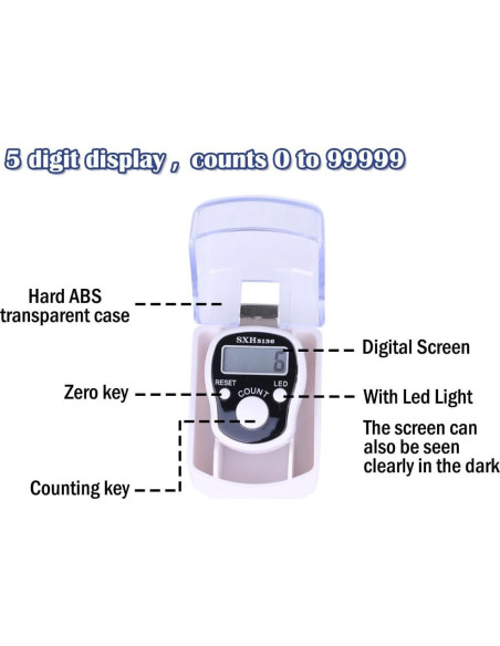 Contador Electrónico de Dedos Hitopin 8PCS LED 5 Dígitos