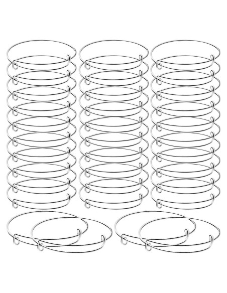 30 Pulseras Expandibles Ajustables Hicarer Plata DIY Joyería