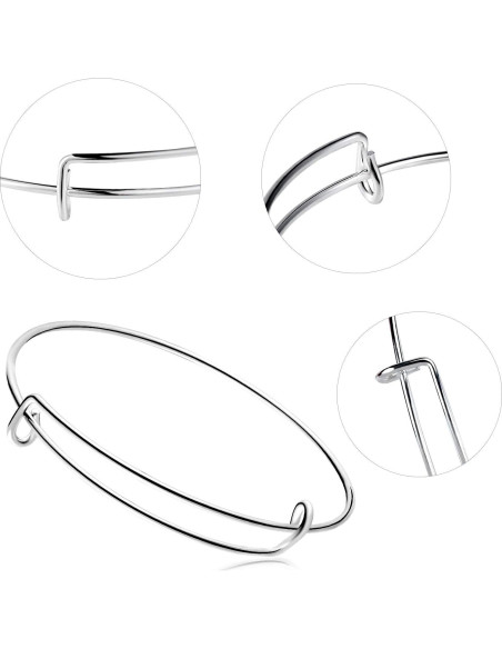 30 Pulseras Expandibles Ajustables Hicarer Plata DIY Joyería