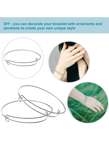 30 Pulseras Expandibles Ajustables Hicarer Plata DIY Joyería