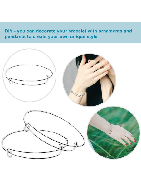 30 Pulseras Expandibles Ajustables Hicarer Plata DIY Joyería