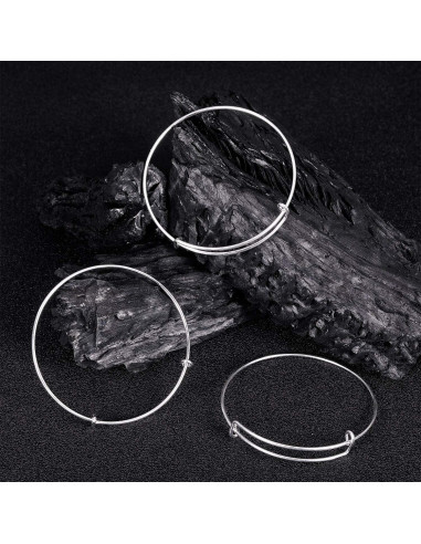 30 Pulseras Expandibles Ajustables Hicarer Plata DIY Joyería