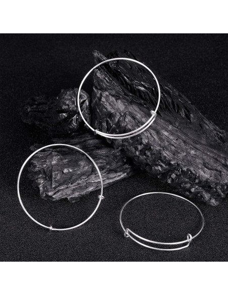 30 Pulseras Expandibles Ajustables Hicarer Plata DIY Joyería