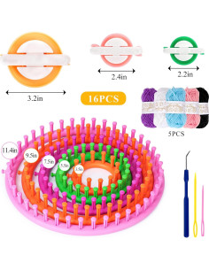 Juego de Telar de Tejer 16PCS LOVEINUSA con Pompones y Hilo 2