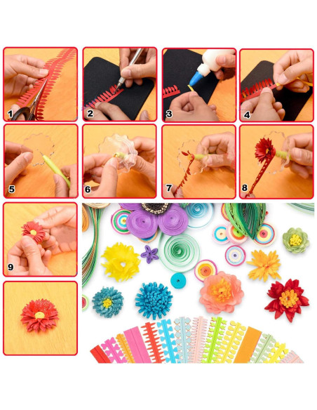 Woohome Kit de Quilling 1040 Tiras de Papel y Herramientas