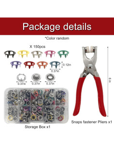 Kit de 150 Broches de Metal Mzario 9.5mm con Herramienta 2