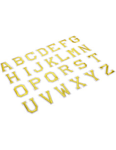 52 Piezas Letras Termoadhesivas Bordadas WILLBOND Dorado 2
