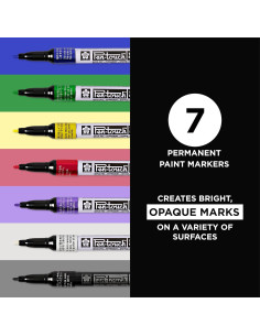 Marcadores de pintura permanente Sakura Pen-Touch 7 colores finos 2