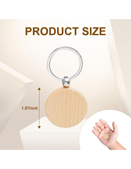 Set de 100 llaveros de madera redondos 3.99 cm Voittozege
