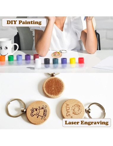 Set de 100 llaveros de madera redondos 3.99 cm Voittozege