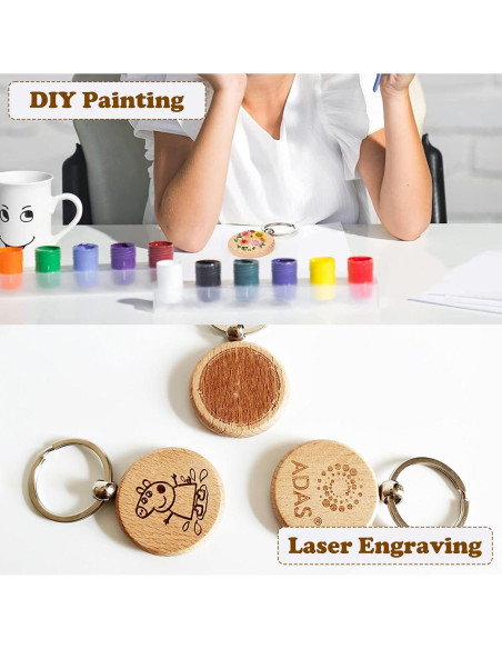 Set de 100 llaveros de madera redondos 3.99 cm Voittozege