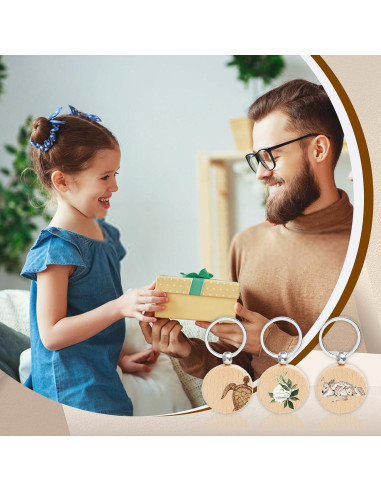 Set de 100 llaveros de madera redondos 3.99 cm Voittozege