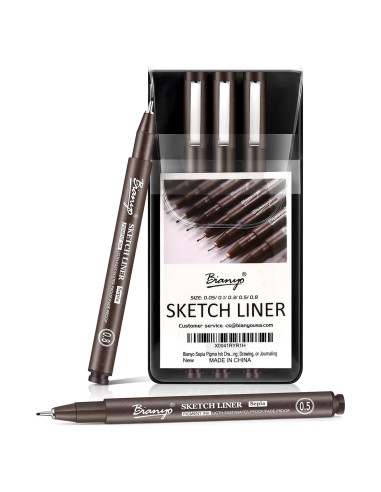 Juego de Plumas Artísticas Bianyo Sepia - 5 Puntas Finas