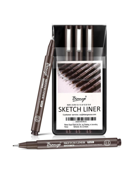 Juego de Plumas Artísticas Bianyo Sepia - 5 Puntas Finas