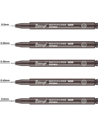 Juego de Plumas Artísticas Bianyo Sepia - 5 Puntas Finas