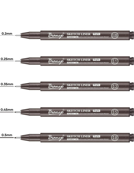 Juego de Plumas Artísticas Bianyo Sepia - 5 Puntas Finas