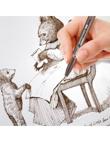 Juego de Plumas Artísticas Bianyo Sepia - 5 Puntas Finas